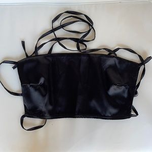 Nasty Gal Black Satin Backless Crop Top